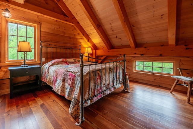 938 Stigers Rd, Andover, VT 05143 - bedroom featuring wood-type flooring, wood walls, and wooden ceiling