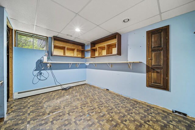 3 Timber Ln, Merrimack, NH 03054 - kitchen featuring a paneled ceiling, baseboards, baseboard heating, and recessed lighting