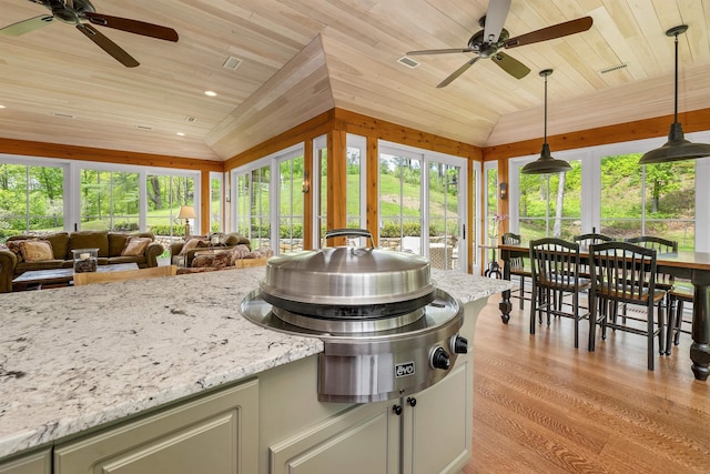 74 Bartlett Rd, Barnstead, NH 03225 - sunroom / solarium with wood ceiling, wood finished floors, vaulted ceiling, and recessed lighting