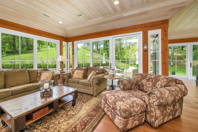 74 Bartlett Rd, Barnstead, NH 03225 - sunroom / solarium with wood ceiling, wood finished floors, and recessed lighting