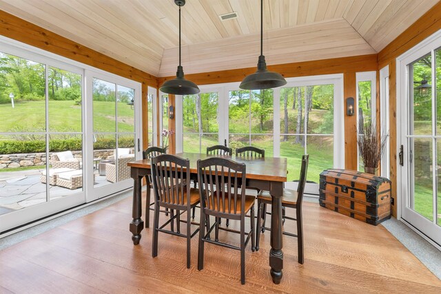 74 Bartlett Rd, Barnstead, NH 03225 - sunroom / solarium featuring wooden ceiling, plenty of natural light, and lofted ceiling