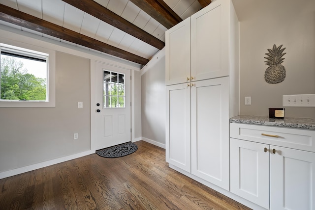 753 Sanborn Rd, Sanbornton, NH 03269 - entryway with wood ceiling, light wood finished floors, and baseboards