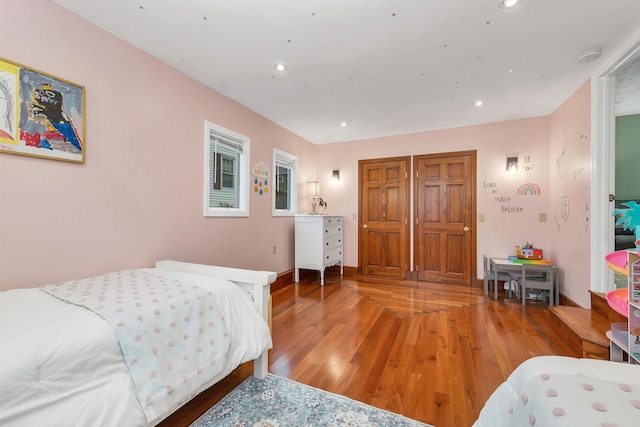 47 Foch St, Manchester, NH 03104 - bedroom featuring light wood finished floors, recessed lighting, and baseboards