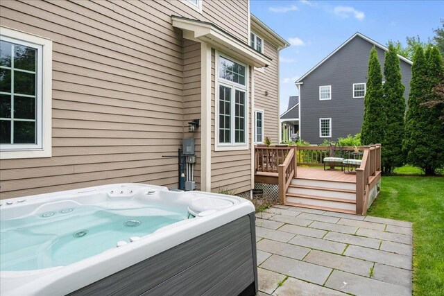 26 Pinnacle Dr, South Burlington, VT 05403 - view of patio with a deck and a hot tub