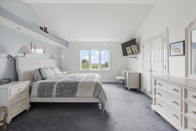 26 Pinnacle Dr, South Burlington, VT 05403 - bedroom with vaulted ceiling and dark colored carpet