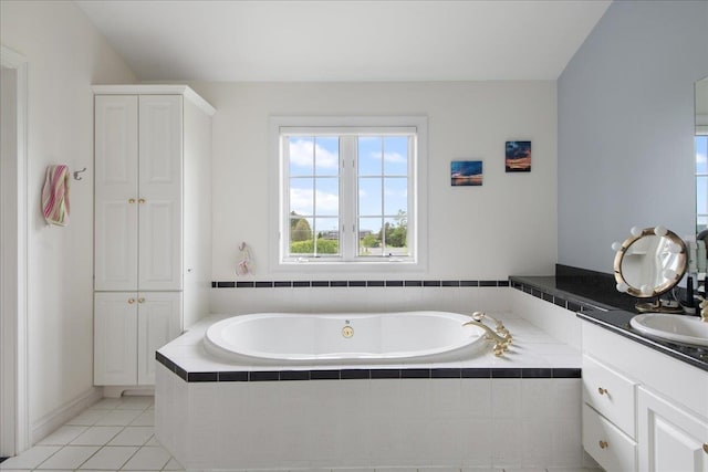 26 Pinnacle Dr, South Burlington, VT 05403 - bathroom featuring a garden tub, vanity, and tile patterned flooring
