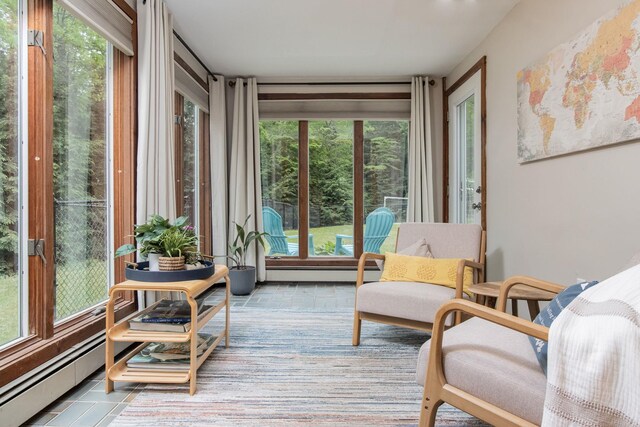 27 Grafton Dr, Bedford, NH 03110 - sunroom / solarium with healthy amount of natural light, a baseboard radiator, and tile patterned floors