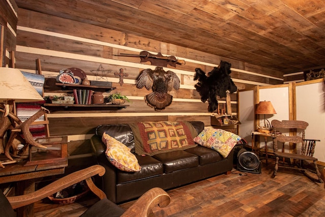 364 Spaulding Rd, Saint Johnsbury, VT 05819 - living area with wood walls, wooden ceiling, and wood finished floors