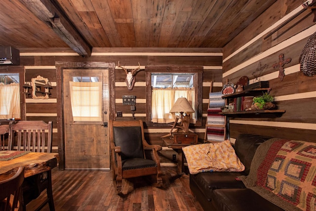 364 Spaulding Rd, Saint Johnsbury, VT 05819 - sitting room with wooden ceiling, wood walls, and hardwood / wood-style floors
