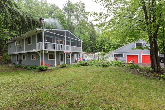 110 Nh Dr, Webster, NH 03303 - view of grassy yard with a detached garage