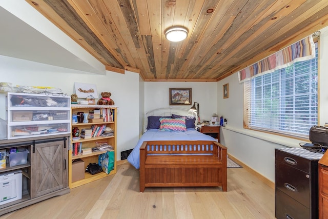 110 Nh Dr, Webster, NH 03303 - bedroom with light wood finished floors, wooden ceiling, and baseboards