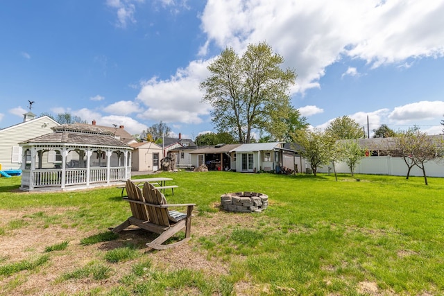 129 Indigo Hill Rd, Somersworth, NH 03878 - view of yard featuring an outdoor fire pit and a gazebo