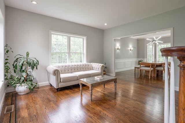 35 Northland Rd, Windham, NH 03087 - living area with wood finished floors, recessed lighting, wainscoting, and baseboards