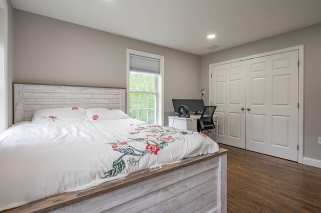 35 Northland Rd, Windham, NH 03087 - bedroom with dark wood-type flooring, recessed lighting, and a closet