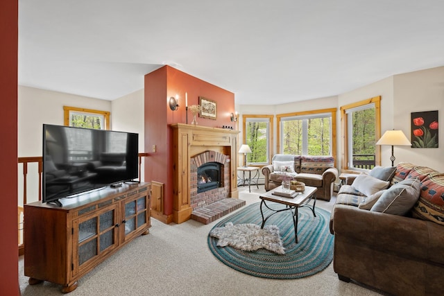 143 Bridge Rd Unit Vc331, Jay, VT 05859 - living room featuring carpet floors and a fireplace