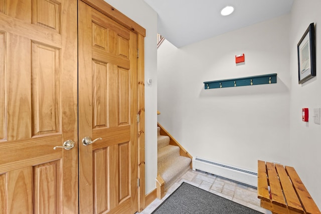143 Bridge Rd Unit Vc331, Jay, VT 05859 - staircase featuring baseboard heating and recessed lighting