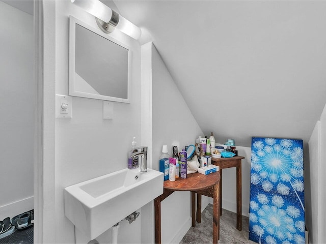 65 Congress St, Saint Albans City, VT 05478 - bathroom with a sink and vaulted ceiling