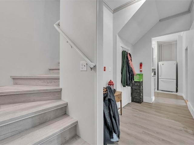 65 Congress St, Saint Albans City, VT 05478 - staircase featuring wood finished floors and baseboards
