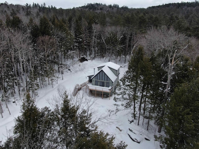 62 Highland Vws N, Ludlow, VT 05149 - snowy aerial view with a forest view