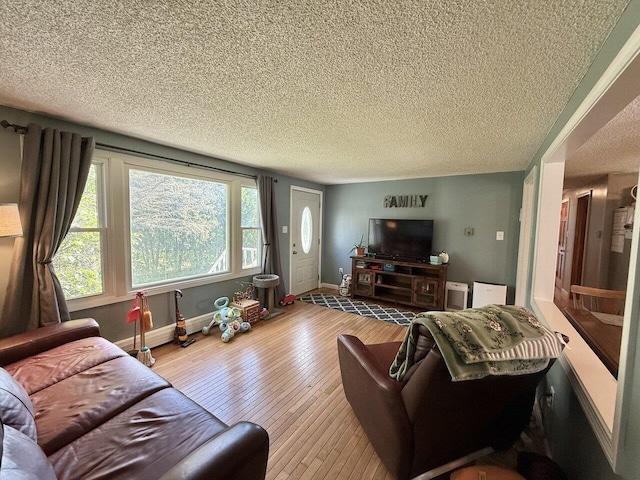 50 New Haven Rd, Vergennes, VT 05491 - living area featuring hardwood / wood-style flooring, a textured ceiling, and baseboards