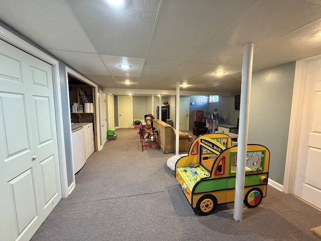 50 New Haven Rd, Vergennes, VT 05491 - rec room featuring washing machine and clothes dryer, carpet, and baseboards