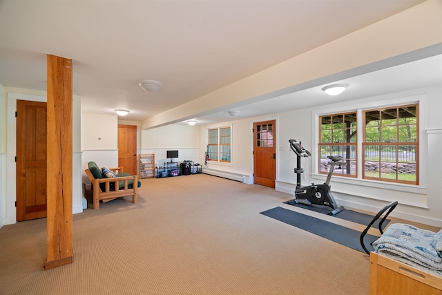 10 Wiswall Hill Rd, Newfane, VT 05345 - exercise area with light carpet and baseboard heating