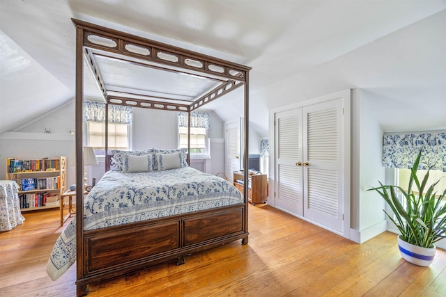 10 Wiswall Hill Rd, Newfane, VT 05345 - bedroom with lofted ceiling and hardwood / wood-style flooring