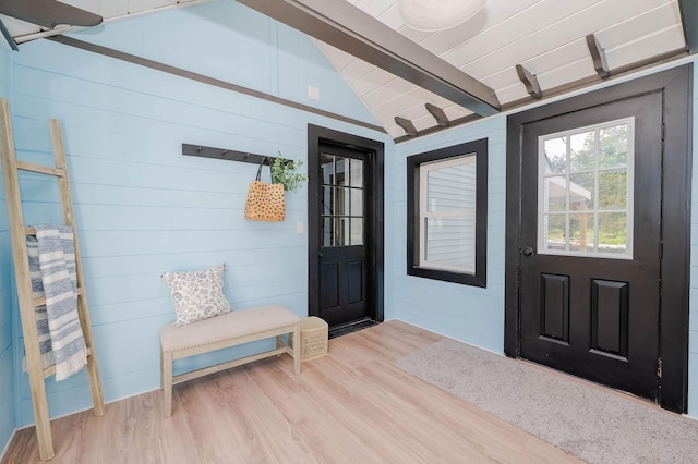 42 College Rd, Stratham, NH 03885 - entrance foyer featuring light wood-style flooring and wood walls