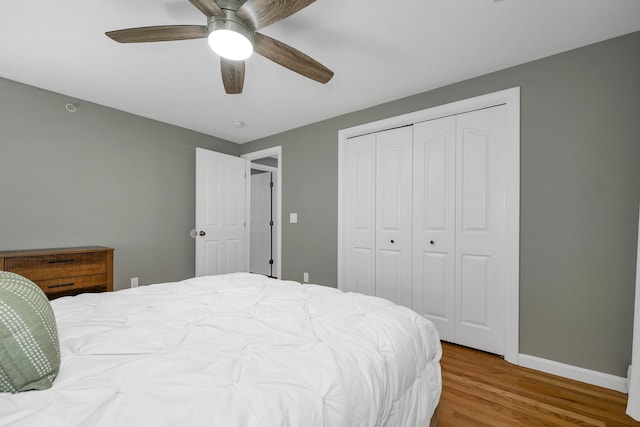 26 Eastwood Way, Manchester, NH 03109 - bedroom featuring wood finished floors, baseboards, a closet, and ceiling fan