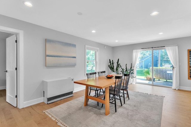 9 Conifer Ct, Burlington, VT 05401 - dining area with wood finished floors, healthy amount of natural light, baseboards, recessed lighting, and heating unit