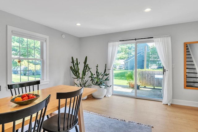 9 Conifer Ct, Burlington, VT 05401 - dining room featuring light wood-style floors, recessed lighting, and baseboards