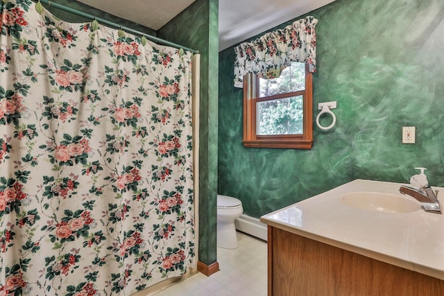 3 Elijah Hill Ln, Londonderry, NH 03053 - bathroom featuring vanity, toilet, curtained shower, tile patterned floors, and baseboards
