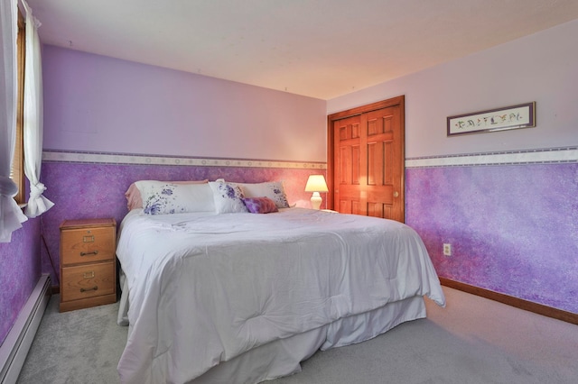 3 Elijah Hill Ln, Londonderry, NH 03053 - bedroom with a baseboard radiator, carpet flooring, and wainscoting