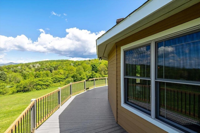 300 River Rd, Enosburg, VT 05450 - wooden deck with a wooded view and a lawn