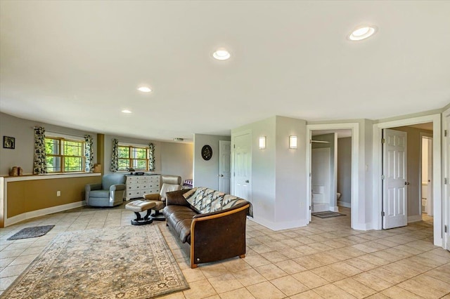 300 River Rd, Enosburg, VT 05450 - living area featuring baseboards, recessed lighting, and light tile patterned floors