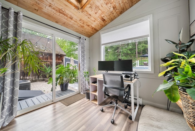 218 Manchester St, Nashua, NH 03064 - office featuring vaulted ceiling, plenty of natural light, wood ceiling, and wood finished floors