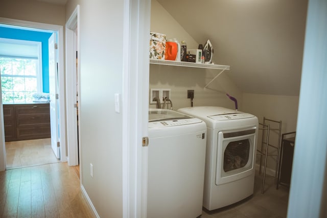 7 Plum St, Concord, NH 03301 - laundry area with separate washer and dryer and light wood-style flooring