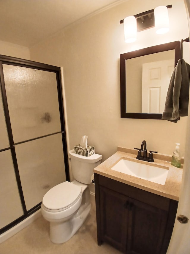 37 Alice Dr Unit 18, Concord, NH 03303 - full bath featuring vanity, a shower stall, toilet, and crown molding