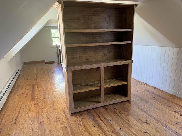 154B Main St, Kingston, NH 03848 - additional living space featuring a baseboard radiator, wood-type flooring, and lofted ceiling