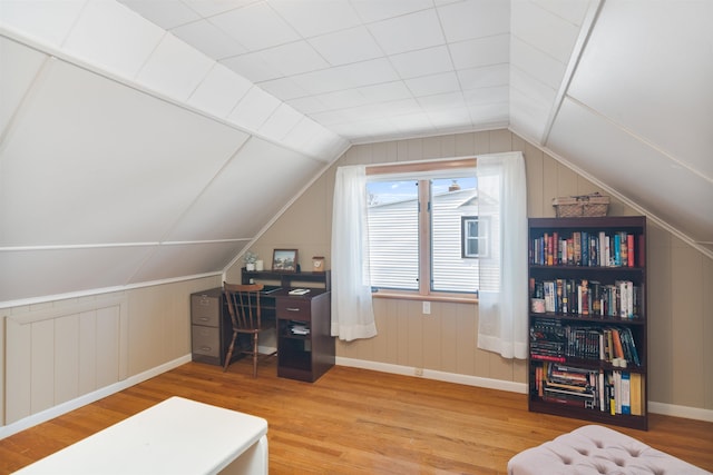 49 Morgan St, Burlington, VT 05408 - office area with wood finished floors, lofted ceiling, and baseboards