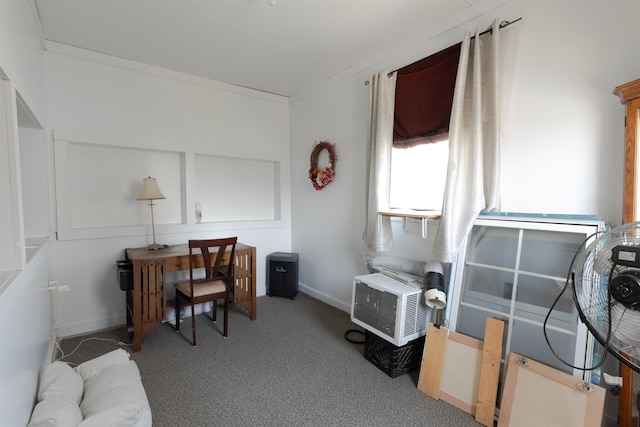 18 State St, Northumberland, NH 03582 - home office with carpet flooring, baseboards, and a wall mounted AC