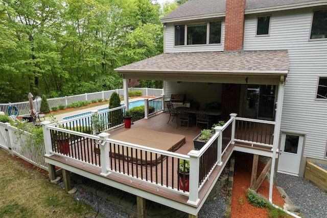 11 Sledding Hill Ln, Lee, NH 03861 - wooden terrace with a fenced backyard and grilling area