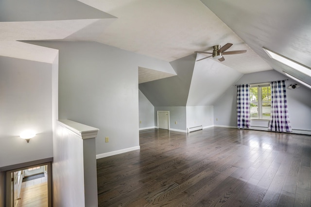 185 Whitford St, Manchester, NH 03104 - additional living space featuring a baseboard heating unit, ceiling fan, lofted ceiling, and wood finished floors
