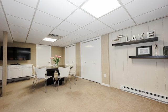 28 Woodvue Rd, Windham, NH 03087 - carpeted dining area featuring baseboard heating and a paneled ceiling