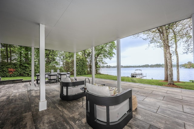 28 Woodvue Rd, Windham, NH 03087 - view of patio / terrace featuring a water view, outdoor dining space, and a dock
