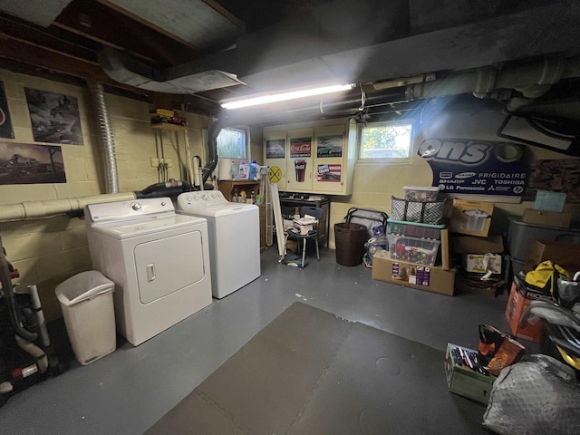 14 Brierwood Ln, Burlington, VT 05408 - below grade area with separate washer and dryer and concrete block wall