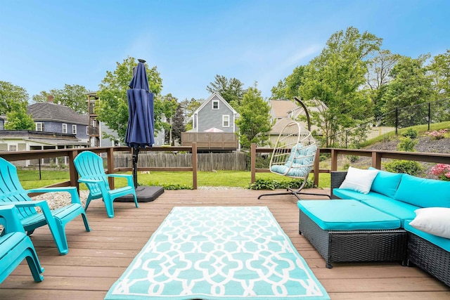 104 Lodge St, Manchester, NH 03104 - deck featuring an outdoor living space and a residential view