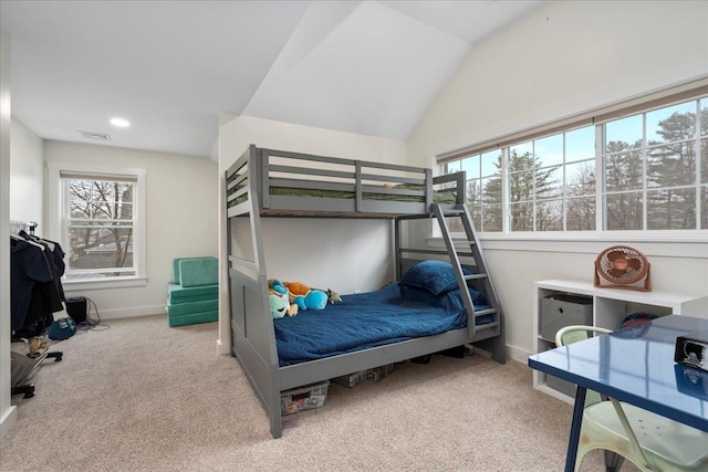 140 S Mast St, Goffstown, NH 03045 - bedroom with multiple windows, carpet floors, baseboards, vaulted ceiling, and recessed lighting
