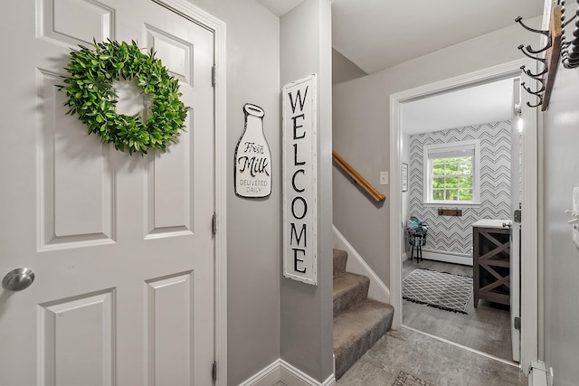 24 Stonewall Dr, Milford, NH 03055 - foyer featuring stairway, a baseboard heating unit, and baseboards