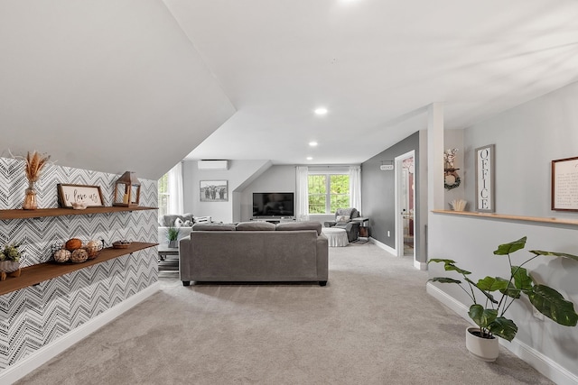 24 Stonewall Dr, Milford, NH 03055 - living area with baseboards, light colored carpet, and recessed lighting